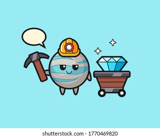 Planet cartoon as a miner