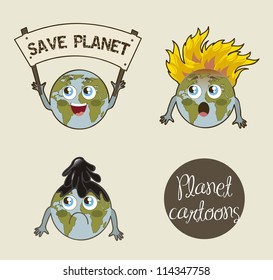 planet cartoon over beige background. vector illustration