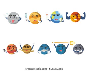 planet cartoon set illustration design