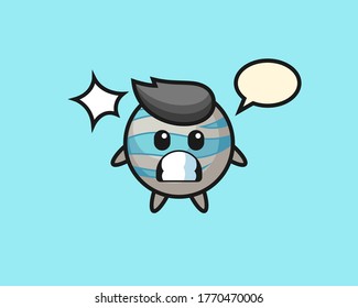 Planet cartoon with shocked gesture