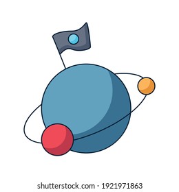 planet cartoon space doodle hand drawn concept design vector art kawaii illustration