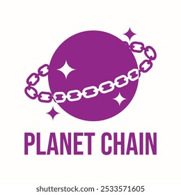 planet chain flat minimalist logo design