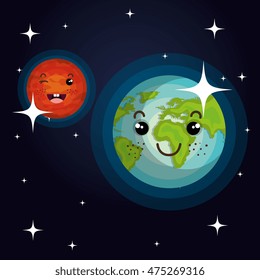 planet character space background vector illustration design