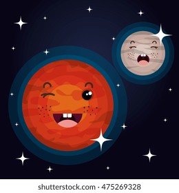 planet character space background vector illustration design