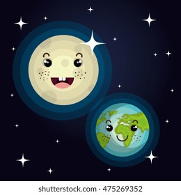 planet character space background vector illustration design