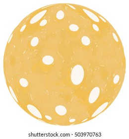 planet cheese similar to a realistic cheese ball with holes crater, vector