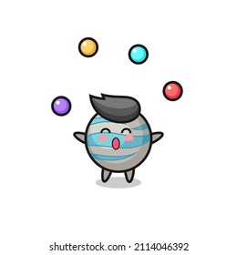 the planet circus cartoon juggling a ball , cute style design for t shirt, sticker, logo element