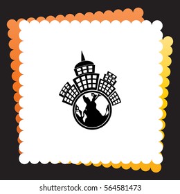 Planet city  icon. Vector design.