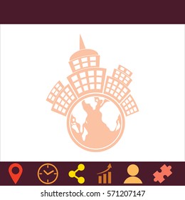 Planet city  icon. Vector design.