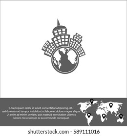 Planet city vector  icon.