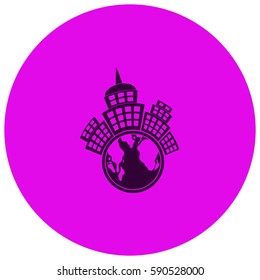 Planet city vector  icon