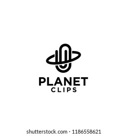 planet clips logo idea icon design vector