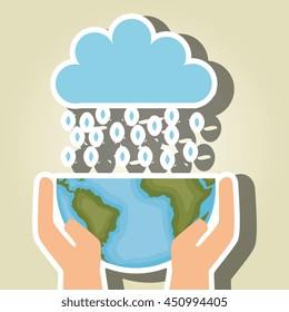 planet and cloud isolated icon design, vector illustration  graphic 