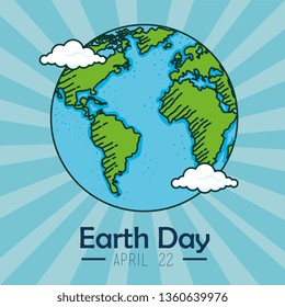 planet with clouds to earth day celebration