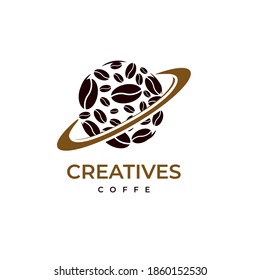 Planet coffee illustration logo design vector template