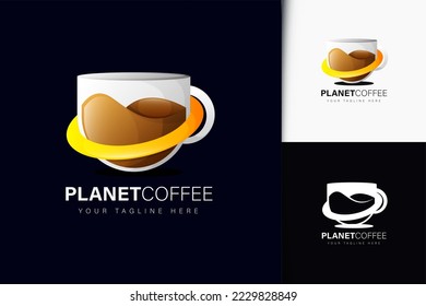 Planet coffee logo design with gradient