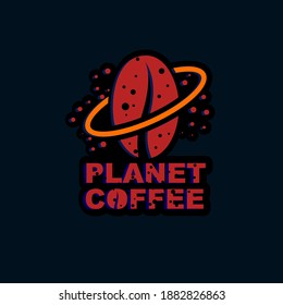 Planet Coffee Logo Design Vector