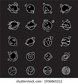 planet collection: icons, icons, lines