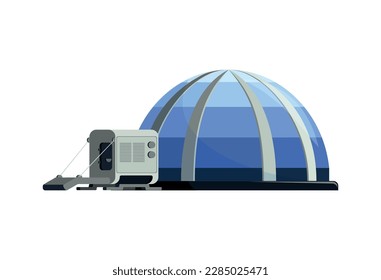 Planet colonization space research station building flat vector illustration