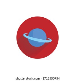 planet colorful flat icon with long shadow. planet flat icon