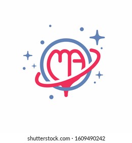 Planet in combination with the letters: "M", "A". Logo. Vector.
