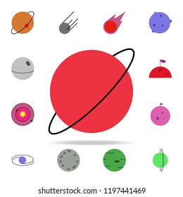 planet with a companion colored icon. Colored Space icons universal set for web and mobile