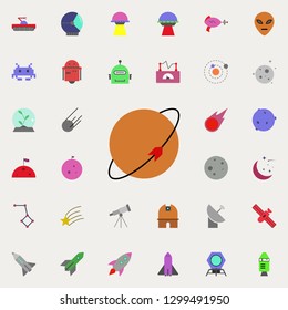 planet with a companion colored icon. Colored Space icons universal set for web and mobile