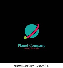Planet Company Logo Design Template. Flat Style