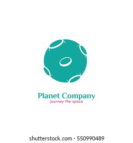 Planet Company Logo Design Template. Flat Style