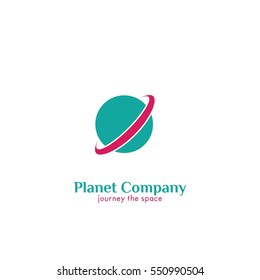 Planet Company Logo Design Template. Flat Style