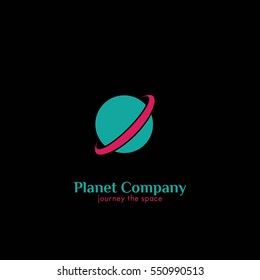 Planet Company Logo Design Template. Flat Style