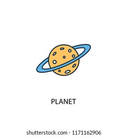 planet concept 2 colored line icon. Simple yellow and blue element illustration. planet concept outline symbol design from space exploration set