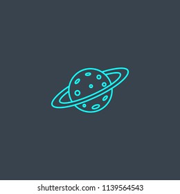 planet concept blue line icon. Simple thin element on dark background. planet concept outline symbol design from space exploration set. Can be used for web and mobile UI/UX