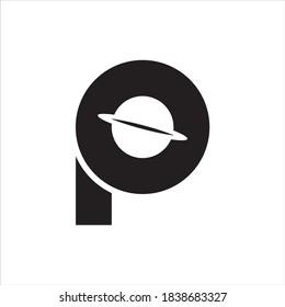 combinación de concepto de planeta con letra negra P