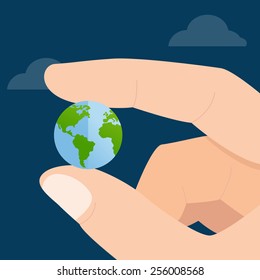 Planet concept with human hand