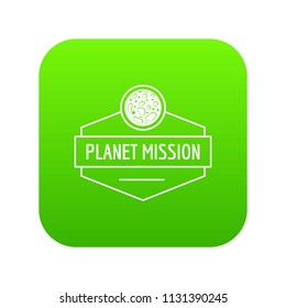 Planet concept icon green vector isolated on white background
