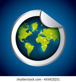 Planet concept represented by sticker icon. Colorfull and flat illustration. 