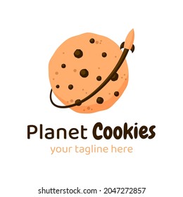 planet cookie logo. cute logo design. vector logo isolated on white background.