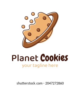 planet cookie logo. cute logo design. vector logo isolated on white background.