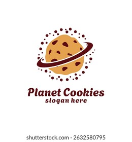 Planet Cookies logo design vector template. Cookie Biscuit logo design icon