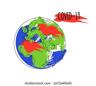 Planet coronovirus Vektorillustration, großartiges Design Menschliche Gesundheit. Virus-Umriss-Schlaganfall auf weißem Hintergrund Flache dünne Illustration Button Symbol Virus medizinischen Planeten. Medicine Coronovirus covid-19 sars