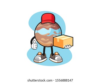 Planet courier cartoon. Mascot Character vector.
