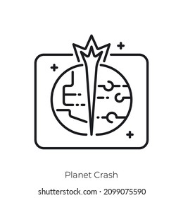 Planet Crash icon. Outline style icon design isolated on white background