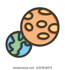 Planet Crash Vector Thick Line Filled Colors Icon For Personal And Commercial Use.
