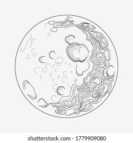 Planet with crater icon line element. Vector illustration of planet with crater icon line isolated on clean background for your web mobile app logo design.