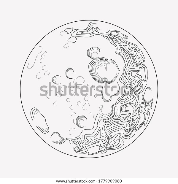 Planet with crater icon line element.\
Vector illustration of planet with crater icon line isolated on\
clean background for your web mobile app logo\
design.