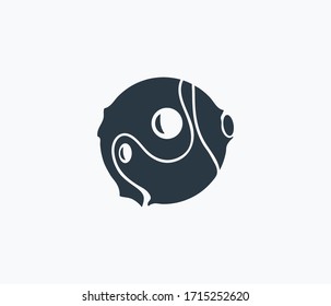 Planet with craters icon isolated on clean background. Planet with craters icon concept drawing icon in modern style. Vector illustration for your web mobile logo app UI design.