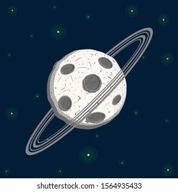 
planet with craters and rings. vector illustration