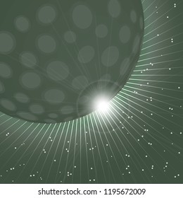 Planet with craters and stars in dark outer space. Vector illustration.