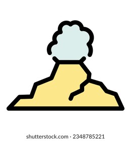Planet crust icon outline vector. Volcanic magma. Island crater color flat